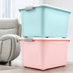 Plastic <b>Storage</b> Box Extra Large Capacity Rectangle <b>Clothes</b> Organizer With Wheels For Dormitory Toy <b>Storage</b> Blue Gray Pink Cream - Product Image 4