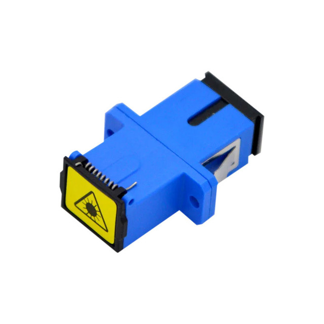 Shuttered SC Simplex Blue Adapter with Flange Duplex Couper SC Fiber Optic Adapter Optic Flange Adapter