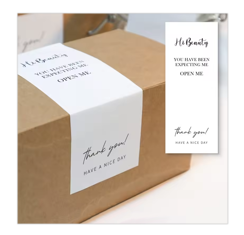 Custom Printing Logo Sticker Sheet Rectangle Thank You Adhesive Packaging Label Stickers