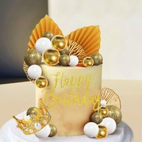 Kit de Décoration de Fête d'Anniversaire pour Enfants : Couronne de Perles Dorées, Éventail Pliant Bohème Palmier, Feuille de Ginkgo – Vente en Gros