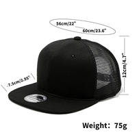 Gorras de Béisbol Hip-Hop de 6 Paneles con Logotipo Personalizado Bordado, al por Mayor, de Alta Calidad, Unisex, Talla Grande, Visera Plana, Malla Transpirable para Exteriores