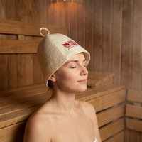 Chapeau de sauna en laine isolant thermiquement, doux pour la peau, à bord ondulé évasé, imprimé personnalisé, protection pour la tête, idéal pour hôtel, salon, maison, sauna, cabine