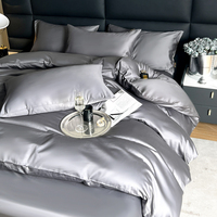 Parure de lit de luxe en coton à fibres longues, 4 pièces, soyeuse, douce, respirante, en satin, pour maison moderne et hôtel 5 étoiles