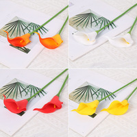 Aierflorist PU Calla Lily Daisy Long Rod Poppy Bouquet Dekorasi Rumah untuk Fotografi Pernikahan, Bunga Simulasi