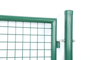 Valla de malla de alambre para manualidades de hierro, puerta doble, puerta de jardín económica europea con revestimiento de Pvc verde con poste redondo de bloqueo de seguridad - Product Image 2