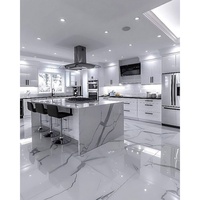 Cuisine sur mesure Distinguished Marble Island Extra Modern avec finition laquée en contreplaqué créatif pour les maisons