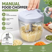 Outil de cuisine manuel, mini hachoir à ail avec lames en acier inoxydable, moulin à épices en métal