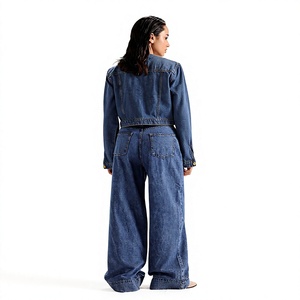 ELYSIAN INDUSTRIES Denim <b>Jacket</b> <b>Women</b> Blue 100% Cotton Casual Regular Fit Button <b>Fly</b> Stonewashed Autumn Style HIGH STREET - Product Image 3