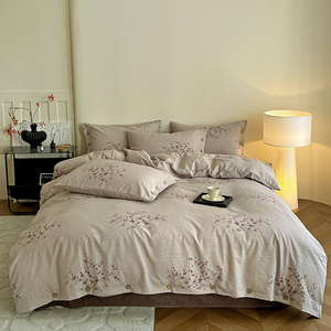 ชุดเครื่องนอนผ้าลินิน4ชิ้นแบบดั้งเดิมกระดุมแบบวินเทจผ้าลินินแบบดั้งเดิม - Product Image 1