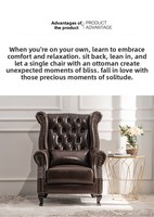 Fauteuil Tigre Style Campagne Américaine Vintage avec Boutons Capitonnés, Canapé en Bois à Dossier Haut, Chaise Simple pour Petits Espaces, Mobilier de Maison