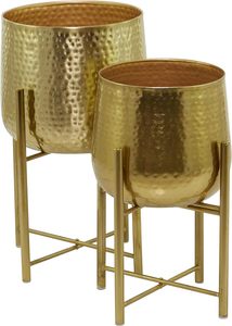Iron <b>Hammered</b> planter Pots With Stands Set of 2 Gives You Perfect Height Flower <b>Holder</b> Pot Decorative Gift Home plant stand - Product Image 2