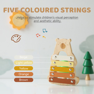 Xylophone à percussion 5 tons en forme d'ours mignon, instrument et accessoire de musique éducatif pour l'éveil musical précoce, vente en gros - Product Image 2