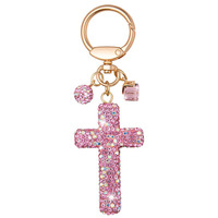 Porte-clés en cristal scintillant avec initiale, alphabet, croix, breloque pour sac, bijoux, cadeaux de baptême, souvenir