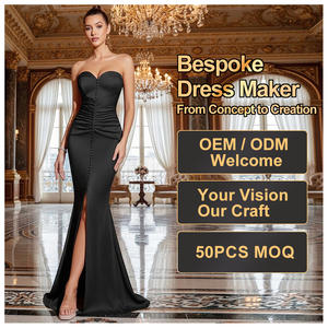 فستان وصيفة الشرف الأسود بدون حمالات مصمم حسب الطلب، فستان سهرة فاخر لأم العروس، تصميم عصري وأنيق لحفلات الزفاف - Product Image 1