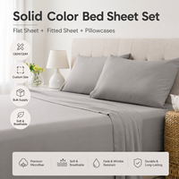 Ensemble de draps en microfibre de couleur unie douce avec drap plat, drap-housse et taies d'oreiller pour la vente en gros aux hôtels