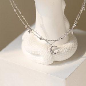 Double Layer Gold Plated Star Moon <b>Anklet</b> For Women Romantic Style Stainless Steel Foot Jewelry With Crescent And Stars - Product Image 2
