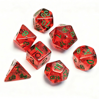 Ensemble de dés en résine polyédrique à coins arrondis, rouge bonbon, avec logo personnalisé, 7 pièces, pour le jeu de rôle Dungeons and Dragons