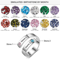 SSeeSY anillos bijoux de mode non ternir personnalisé en acier inoxydable pierre de naissance nom personnalisé gravé anneaux pour hommes