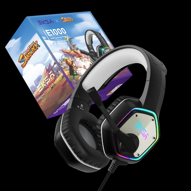 EKSA USB Gaming Headset with RBG Light and 7.1 Surround Sound With Microphone for PS4/Smartphone/Xbox/PC