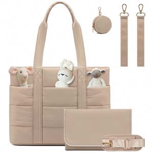 Sac à langer léger en nylon avec plusieurs poches et matelas à langer intégré pour les besoins quotidiens de voyage et de cadeaux des mamans - Product Image 1