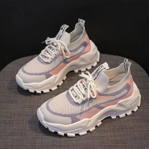 Chaussures pour femmes en tricot respirant, nouvelle collection automne, chaussures décontractées à semelle épaisse, chaussures à talon compensé pour femmes - Product Image 1