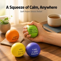 Coffret Cadeau Anti-Stress : 4 Balles à Presser Motivationnelles en Mousse Souple avec Citations Positives – Restez Calme, Respirez – Idéal pour le Bureau