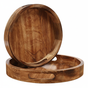 Lot de 2 plateaux en bois de comptoir plateaux organisateurs multifonctionnels pour cuisine chambre service à vin et garde-manger stockage à bon prix - Product Image 1