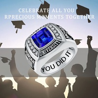 Bague de classe en argent sterling 925 personnalisable Bague de graduation du lycée/collège Pierre de naissance gratuite Unique