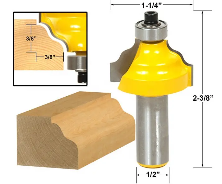 1/2 "12 millimetri Gambo Cuscinetto Guidate Bordo Ondulato Stampaggio di Legno Punte del Router del Fornitore Della Cina di Qualità Industriale Taglierina di Legno-medio