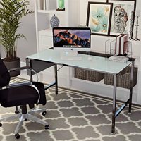 Base en métal solide chaise de bureau d'étude ergonomique bureau d'ordinateur portable/table d'étude table d'ordinateur en verre avec sac latéral