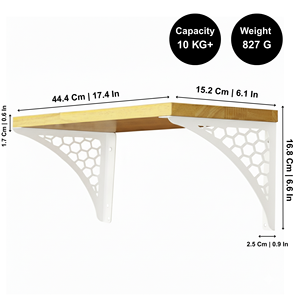 Estante de pared hexagonal blanco pequeño de madera, elegante estantería decorativa flotante para sala de estar y dormitorio - Product Image 3