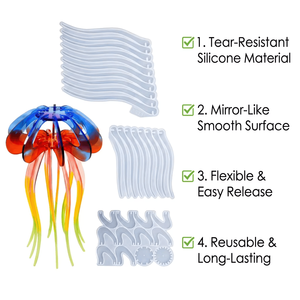 LEQU Moldes de Silicona 3D de Medusas, Divertidos y Alegres, Antiadherentes, Reutilizables, Kit de Moldes Flexibles para Resina y Decoración del Hogar - Product Image 3