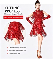 Robe de danse latine sexy sans manches à franges, tenue de scène pour salsa, jazz, pole dance, danse de salon pour femmes