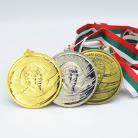 Médaille de lutte personnalisée en 3D avec relief, or, argent, bronze, médaille de récompense sportive pour tournoi international de Sambo avec ruban