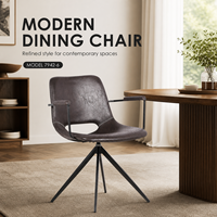 Chaise de salle à manger moderne et durable en cuir synthétique avec accoudoirs en métal pour la maison, le bar et l'hôtel – Offre Spéciale