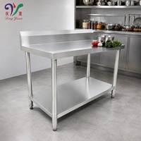 Table de préparation en acier inoxydable 304 résistant à la rouille, robuste, avec dosseret arrière