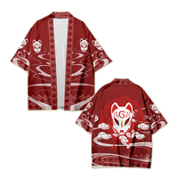 Vente en gros de Kimono Haori personnalisé à manches courtes, imprimé artistique d'animation de dessins animés, style Happi japonais, hauts streetwear décontractés