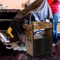 Salon de manucure beauté cheveux chariot à roulettes en bois avec station de charge barbier SPA tatouage outil de coiffure armoire de rangement chariot