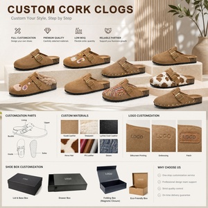Mules en cuir de vache véritable personnalisées pour femmes et hommes, sandales à boucle à enfiler avec semelle intérieure en liège souple, chaussures décontractées d'été - Product Image 5