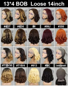 เล็ตส์ฟลาย 10A ความหนาแน่น 200% 613 #   วิกผมบ๊อบลอนคลายแบบ 13x4 สำหรับวิกผมบ๊อบ ขนาด 10-16 นิ้ว ผมบราซิลแท้ สีน้ำตาลอ่อน - Product Image 3