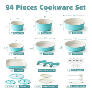 Modern <b>Ceramic</b> Marble Coated Pot <b>Pan</b> Silicone Glass Lids Bakelite Handles Non-Stick Forged Aluminum Cookware Set Gas Induction - Product Image 2