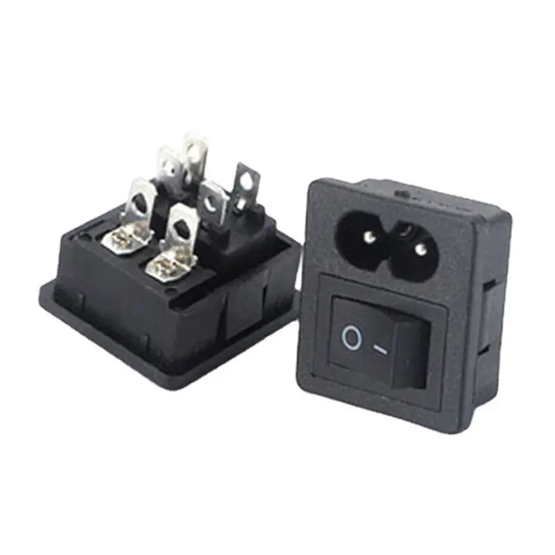 Iec En60320 C8 Socket Met Aan-Uit Tuimelschakelaar Compatibilty Voor Power Adapter Camera Acculader Kleine Apparaatprojector
