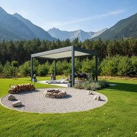 Pergola automatique en aluminium blanc 6063 T5 avec toit à lamelles, rideaux latéraux, revêtement fluorocarboné, imperméable, style chinois