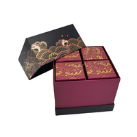 Boîte-cadeau de gâteau de lune de carton rigide de base de couvercle imprimé par conception de luxe pour le dessert pâtisserie biscuit gâteau impression offset avantage UV