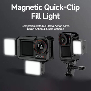 Mini lampe <span class=keywords><strong>LED</strong></span> magnétique pour DJI Osmo <span class=keywords><strong>Action</strong></span> 5 Pro/4/3, étanche IPX5, 3 niveaux de luminosité réglables, lumière de remplissage pour vlog - Product Image 2