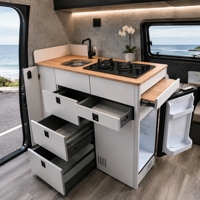 Armoires de base modulaires en aluminium sur mesure pour camping-car, gain de place pour la cuisine