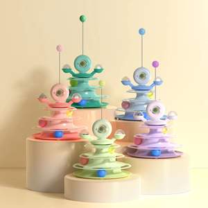 Le plus récent Sport/mode quatre niveaux Orbit Ball Teasing Stick réaliste tour spatiale plateau de <span class=keywords><strong>jeu</strong></span> pour chats et chiens - Product Image 4