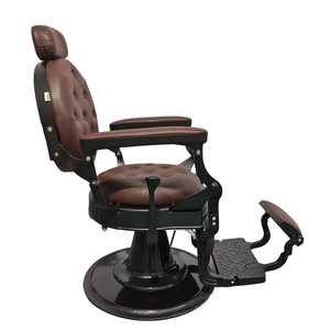 Fauteuil de massage facial inclinable à pompe hydraulique robuste de style classique vintage de luxe, fauteuil de coiffure pour hommes, 360 degrés, salon - Product Image 2