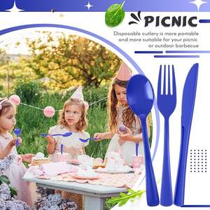 Couverts bleus biodégradables sans BPA, adaptés aux restaurants et aux fêtes, utilisables pour la restauration. - Product Image 3