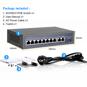 Commutateur réseau PoE US <span class=keywords><strong>Techage</strong></span> 48V 8CH/16CH 10/100Mbps IEEE 802.3af/at Ethernet Full-Duplex pour système de caméra IP sans fil AP CCTV - Product Image 5